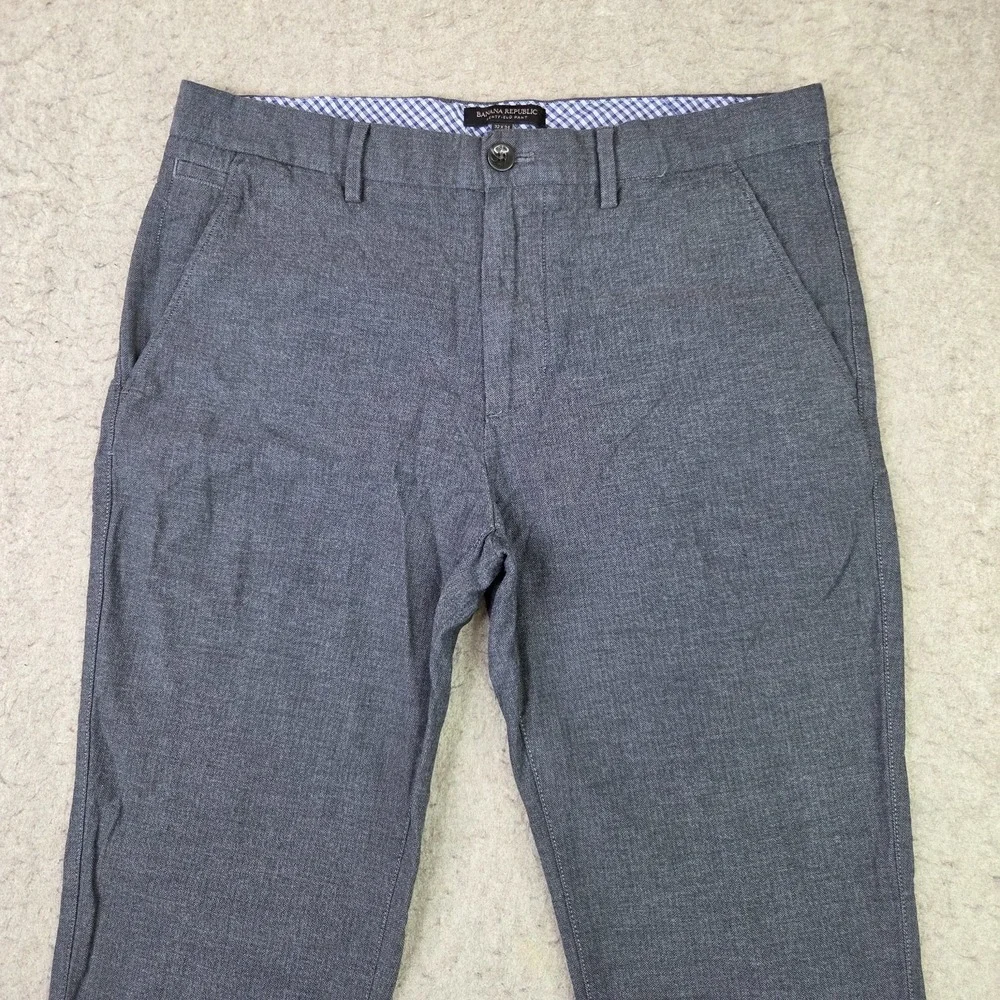 Banana Republic Mens Kentfield Pant 32x30 Grey Flat Front Stretch Chino Trousers